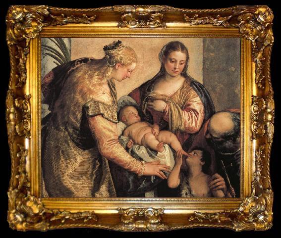 framed  Paolo Veronese The Holy Family with St.Barbara and the Young St.John the Baptist, ta009-2